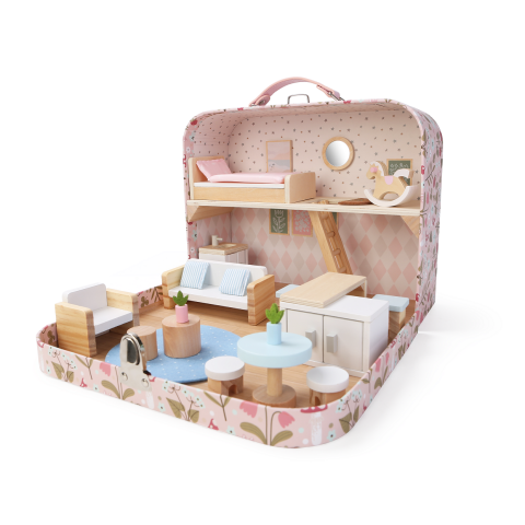 2Kids Toys Puppenhaus im Koffer Wohnzimmer